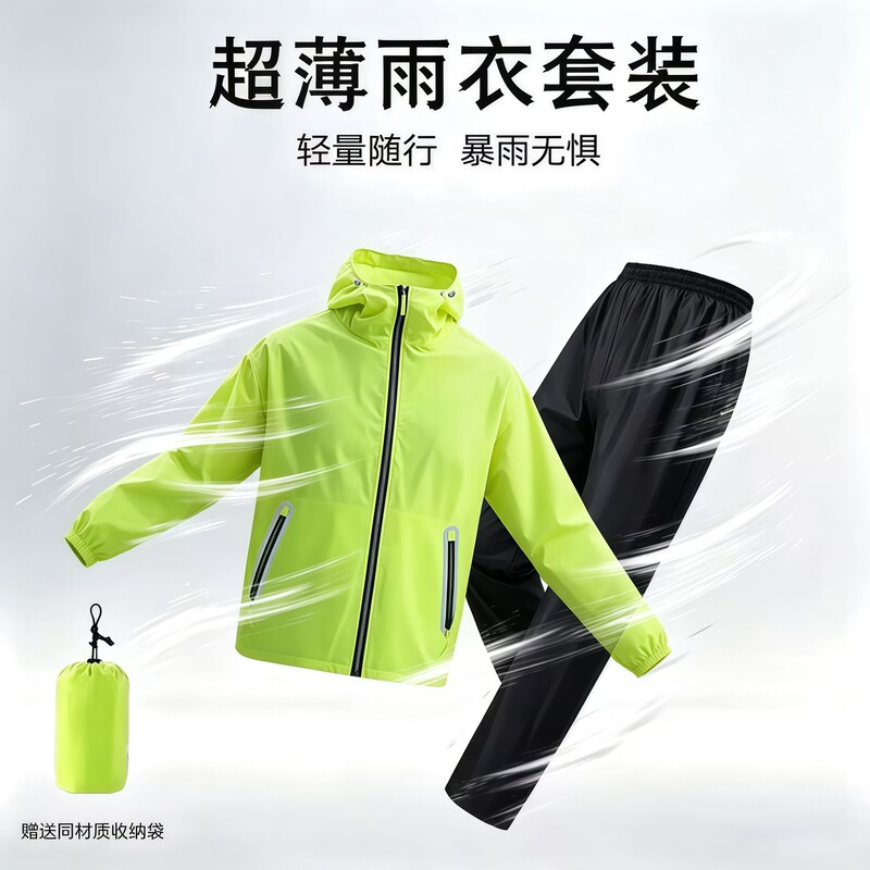 Lightweight Breathable Raincoat Two-Piece Set for Men and Women, Full-Body Storm-Proof, Waterproof Ultra-Thin Raincoat Set for Delivery Riders Lightweight Breathable Raincoat Two-Piece Set for Men and Women, Full-Body Storm-Proof, Waterproof Ultra-Thin Raincoat Set for Delivery Riders