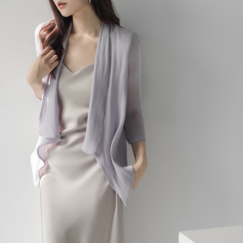 [Special Offer] Watery Series Glossy Sunscreen Cardigan for Women, New Summer Style, Sheer and Simple Coat for Commuting