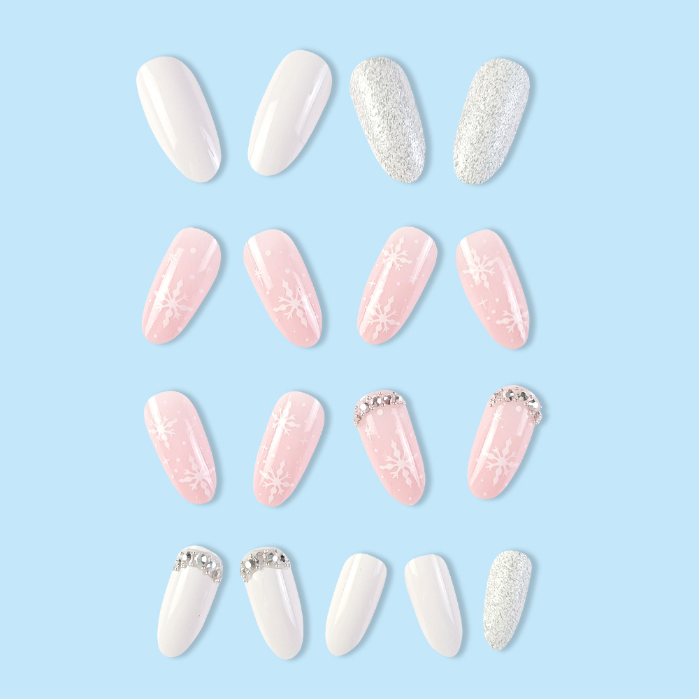 Ventas transfronterizas de polen de nieve dulce taladro manicure exquisita viento de Navidad usar uñas de hadas parches de uñas de taladro flash