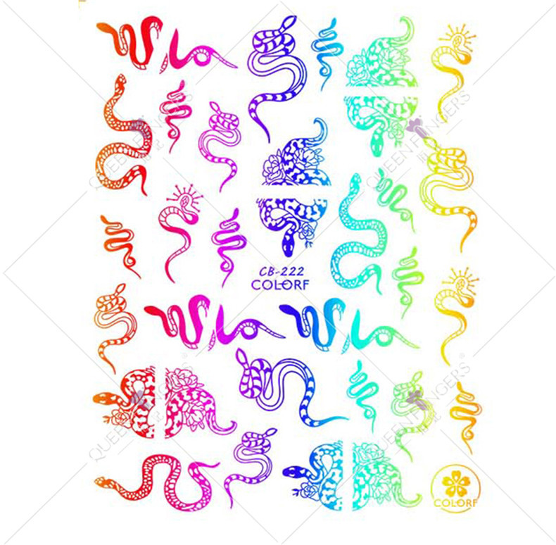 Joyas de manicuras láser fantasía serie de pegatinas de uñas de color dragón y phoenix de estilo chino colorido pegatinas de uñas de serpiente