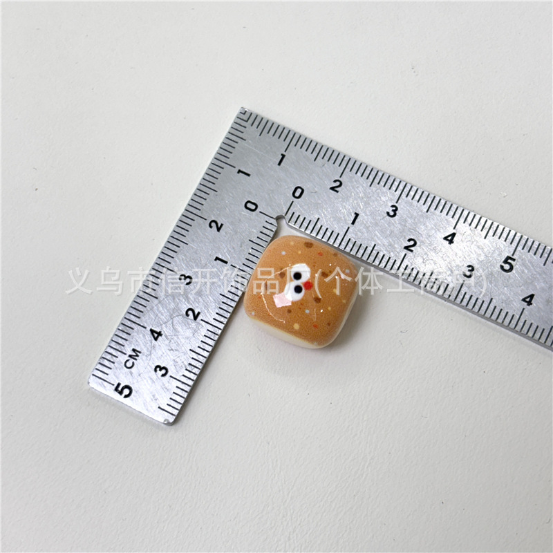 通孔卡通印花咖系小馒头串珠笔配件手机钥匙包链diy手工饰品材料|undefined