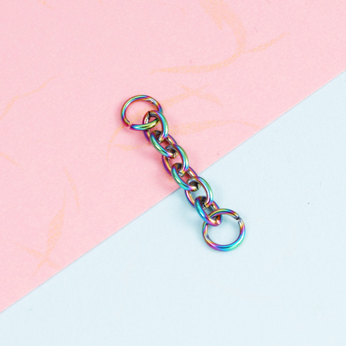 Cross-border new stainless steel key ring connector jewelry accessories DIY cross chain double-ended hanging ring 34mm tail chain