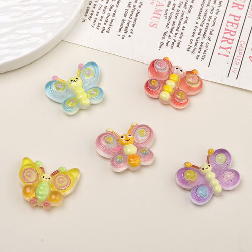 Cartoon DIY resin accessories and decorations smiling butterfly cream glue hair clip phone case shoe clip keychain pendant set
