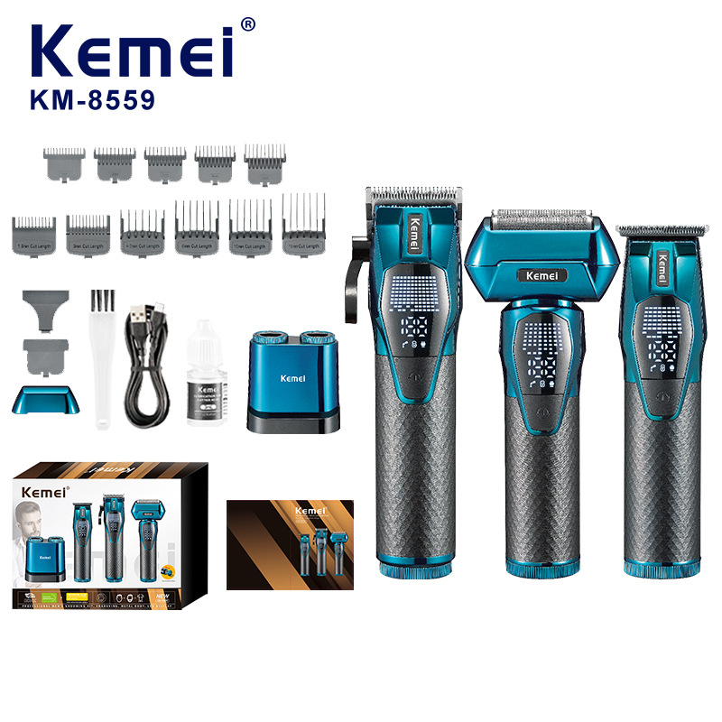 Cortadora de pelo eléctrica Kemei, portátil, de liberación rápida, con batería recargable, recortadora de pelo, set de afeitado para hombres, cortadora eléctrica