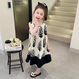 女童连衣裙夏季2026童装高端设计感夏装女大童洋气吊带无袖背心裙