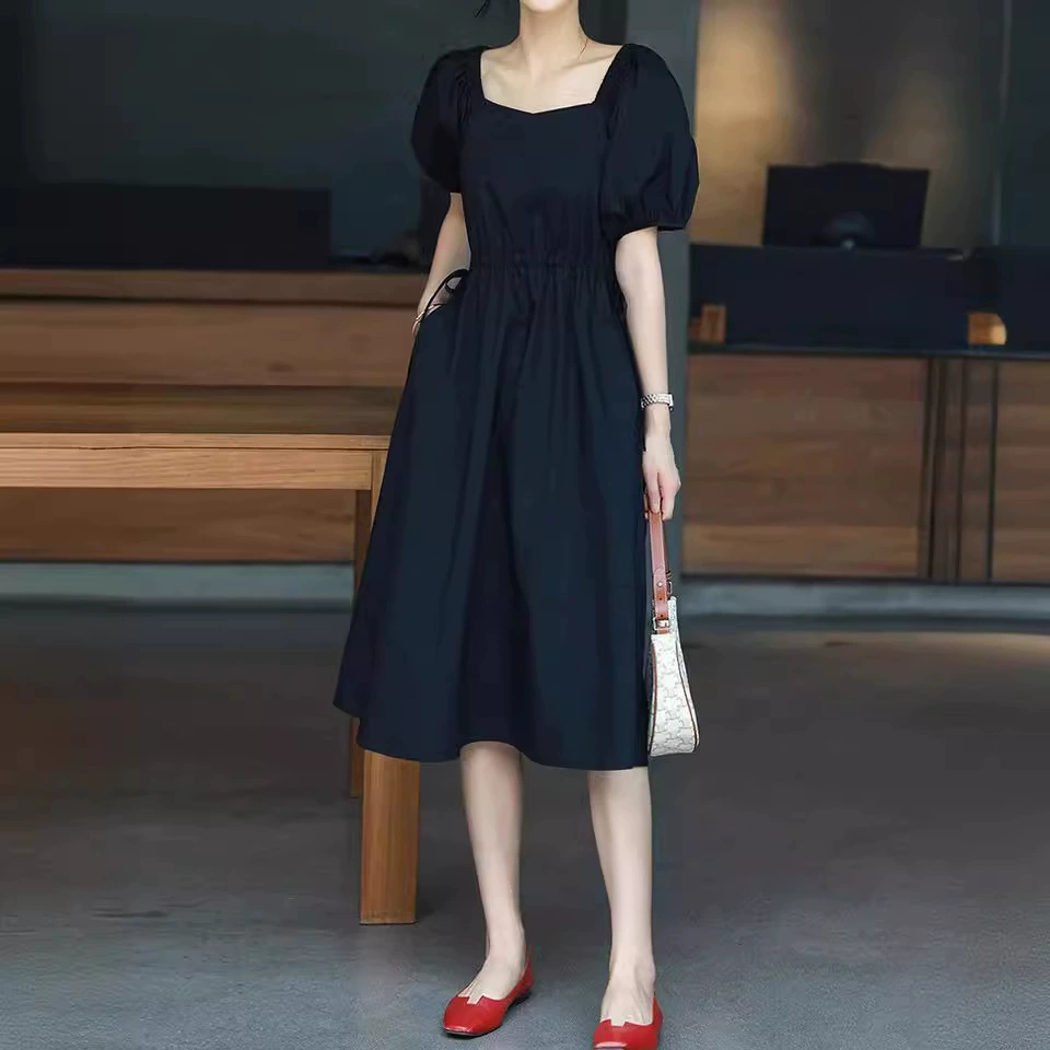 [Пятно] Большой размер толстый мм платье женский шнурок талии Хепберн худой живот платье минус 22303