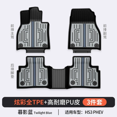 and trunk mat, Modelə uyğun ayaqaltı - hongqi-hs3-shadow-blue-floor-mats