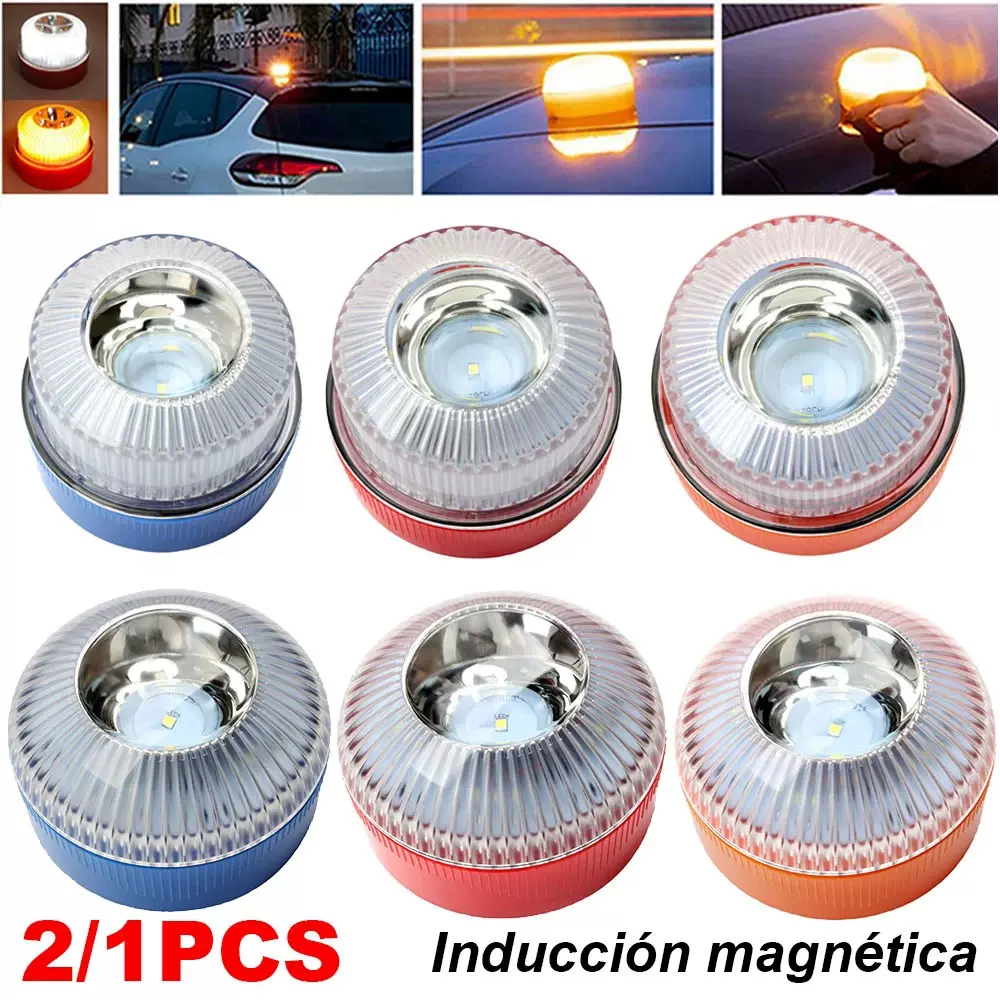 V16爆闪灯LED白光应急灯黄光汽车警示灯交通闪光灯带电池底部强磁