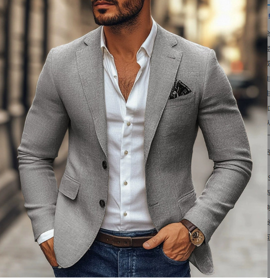 Nuevo comercio exterior transfronterizo primavera y otoño impresión digital reticular hombre traje casual traje casual chaqueta