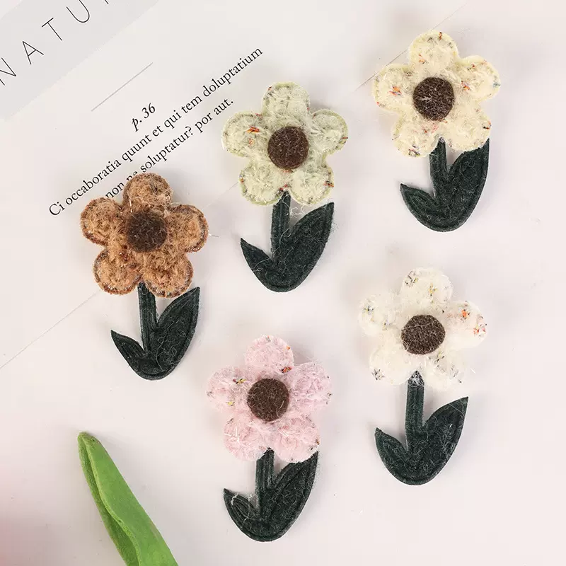 清新百搭 绒布小五瓣花树叶 手套服装diy布艺鞋帽配饰 义乌辅料
