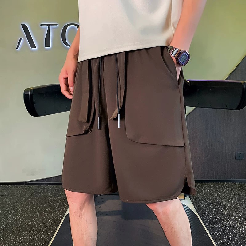 Men's Thin Casual College Style Loose Fit Cargo Shorts Trendy Versatile Functional 5 Inch_viptrois.com