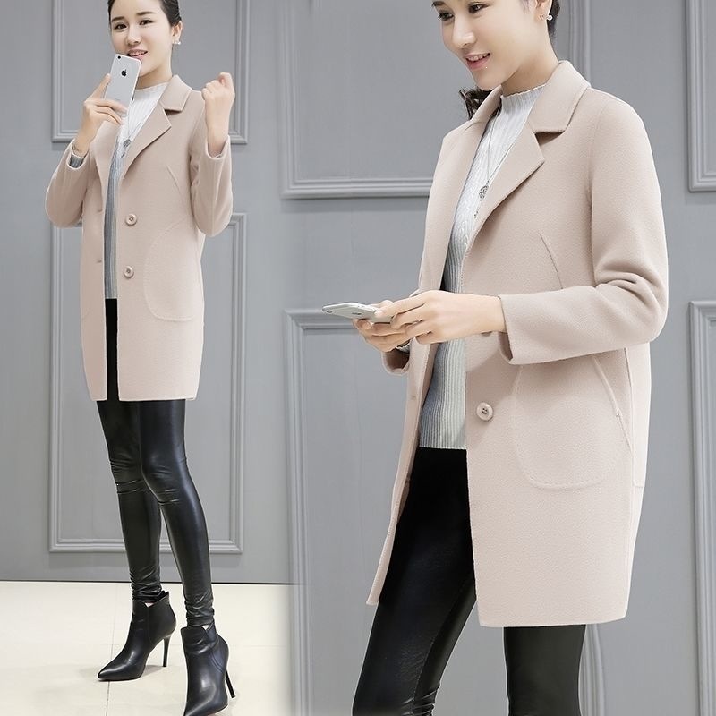 薄款毛呢外套新款秋冬新款气质韩版宽松显瘦中长款呢子大衣女