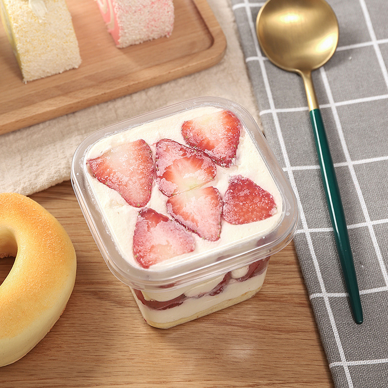 一次性慕斯盒 透明塑料西点烘焙包装盒千层蛋糕杯加厚糕点木糖杯