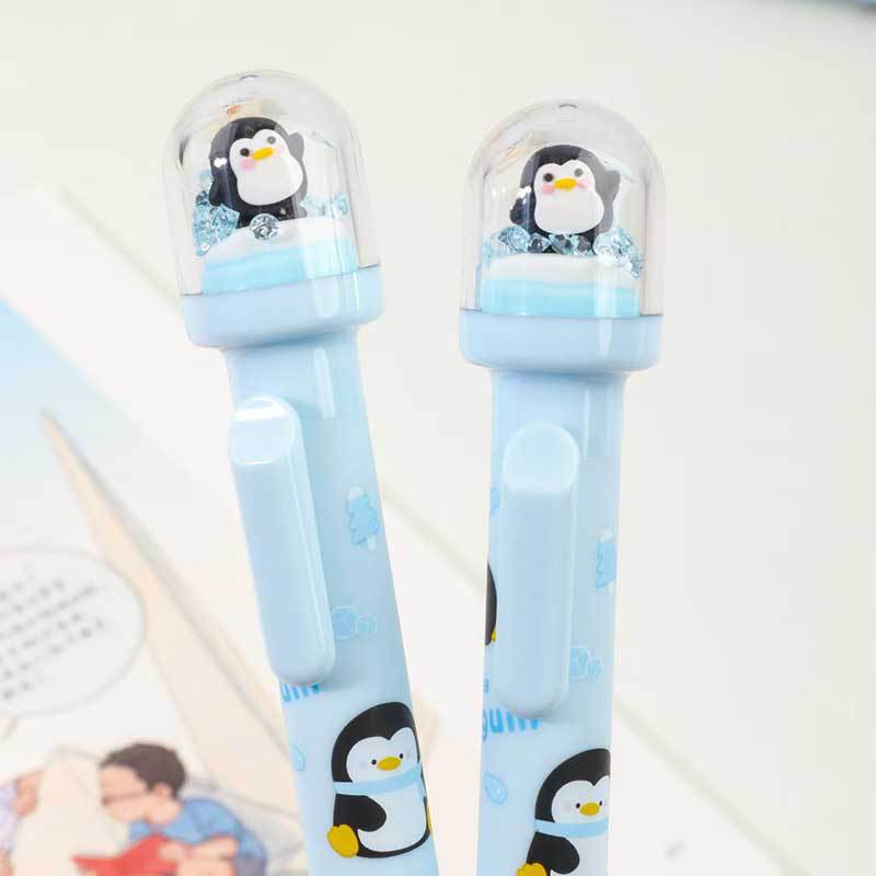 Keqi KK-8205 Ice and Snow Penguin Landscape Pen Presione el bolígrafo de geles ins Bolígrafo de descompresión creativo de alto valor Bolígrafo de agua negra