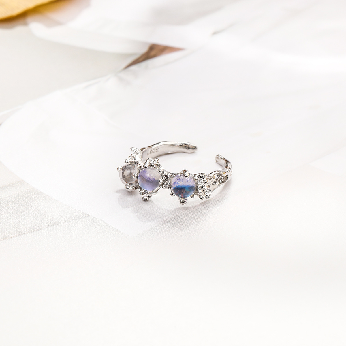 New ins Style Fashion Trend Moonstone Inlay ring Light Luxury Niche Cold Style Female ring ring_voghion.com