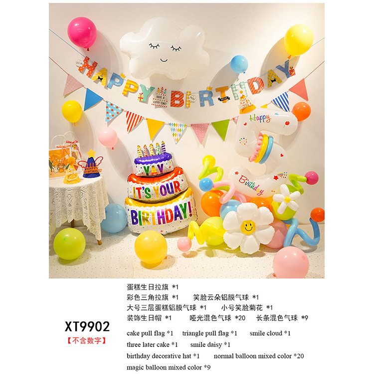Fiesta de cumpleaños redonda escena diseño decorativo globo traje de juguete para niños globo de aluminio letras y números