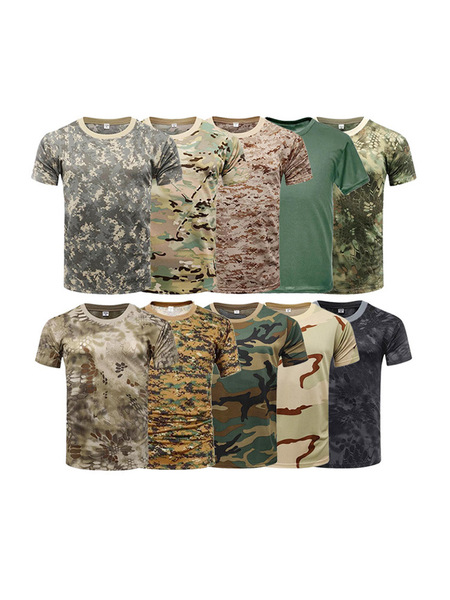 summer quick dry camouflage travel breathable tactics T-shirt with a…