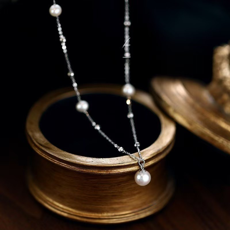 Collier de perles de luxe « Ciel étoilé » style français, création haut de gamme et élégante, style ras du cou, personnalité raffinée et polyvalente_voghion.com