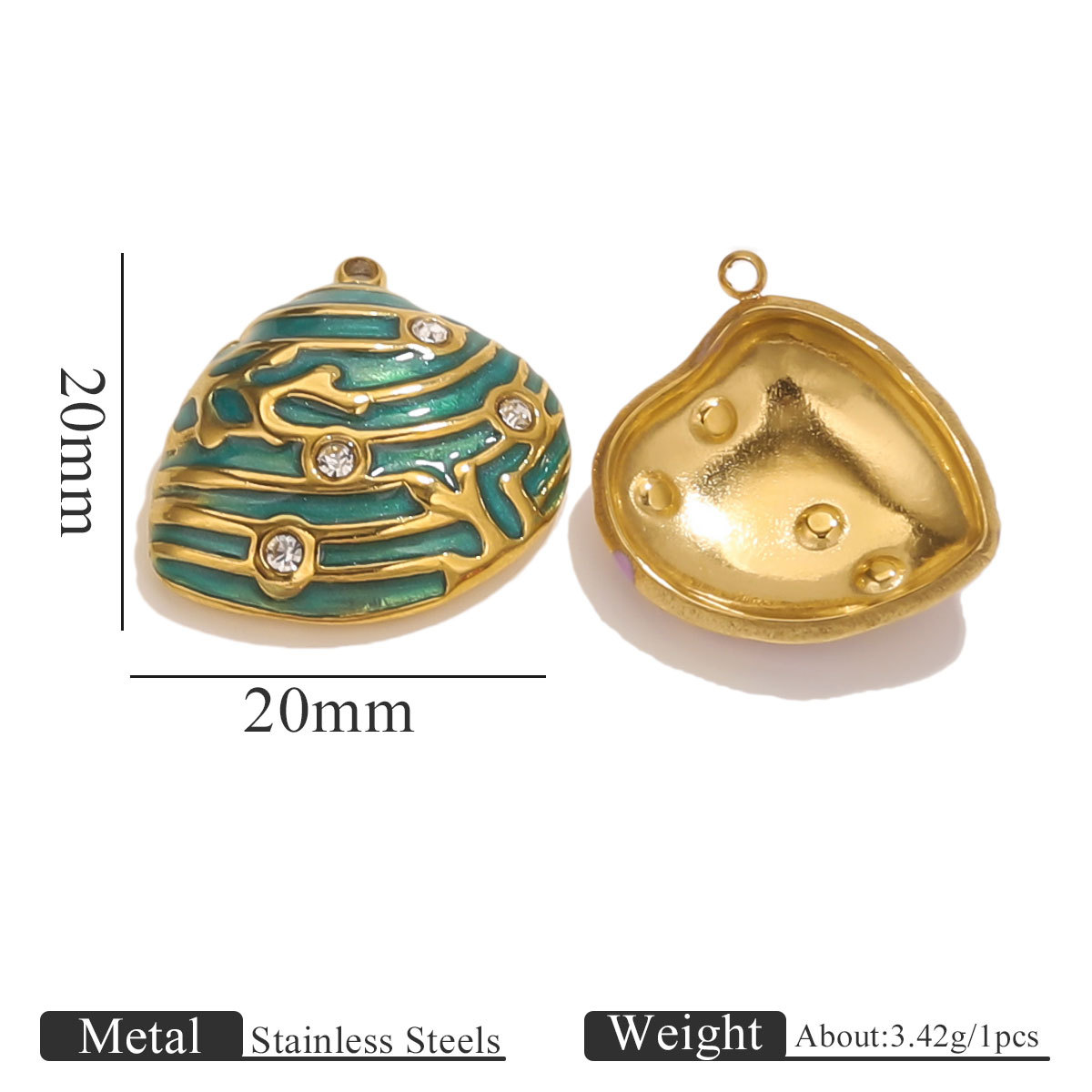 Acero inoxidable vacío de color goteo punto de perforación conchas colgante DIY joyas collar accesorios de pulsera al por mayor