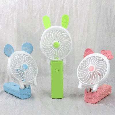 折疊手持小風扇 學生夏季禮品卡通地推戶外風扇 usb充電迷妳風扇