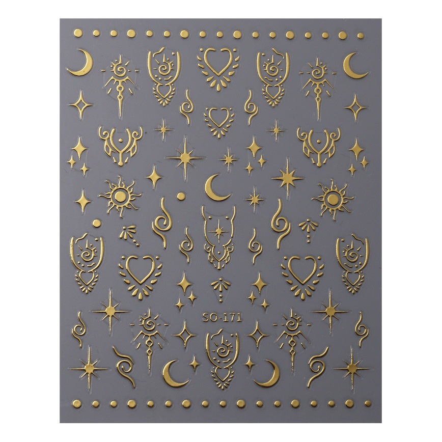 Cross-border bronzing nail art stickers Bohemian Sun Moon stars vintage totem sunset mirror nail stickers wholesale
