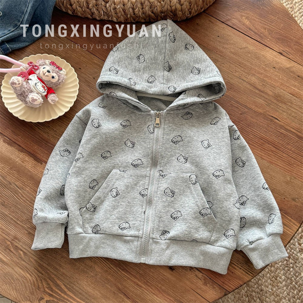 Chaqueta infantil redonda y dulce para niños otoño nuevo suéter con capucha de la marca de moda japonesa para niñas top de letras para bebés