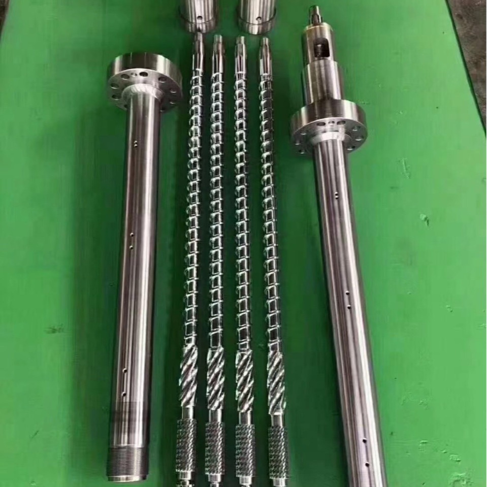 注塑机适用螺杆机筒造粒吹膜吹塑橡胶平双锥机械配件螺筒厂家供应