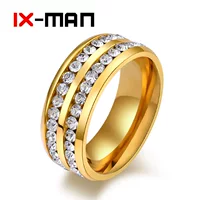 Электронная коммерция двойное кольцо полный алмазным покрытием 18K Золотое кольцо двухрядный бриллиант обручальное кольцо