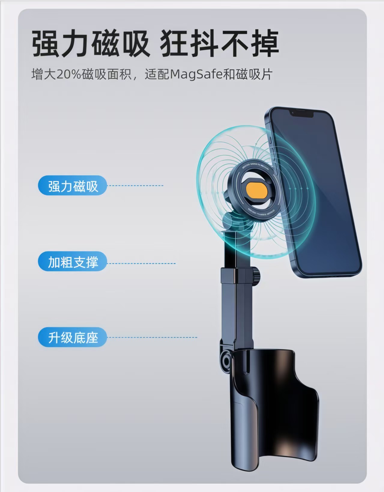 Car cup holder, car phone mount, magnetic water cup holder, seat navigation fixed mount, supports both horizontal and vertical screens, 2026 new model