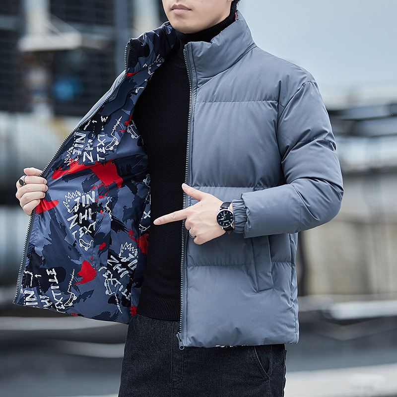 2021 Invierno nuevo desgaste de doble cara moda Delgado guapo abrigo de algodón acolchado engrosado abrigo de algodón acolchado para hombres