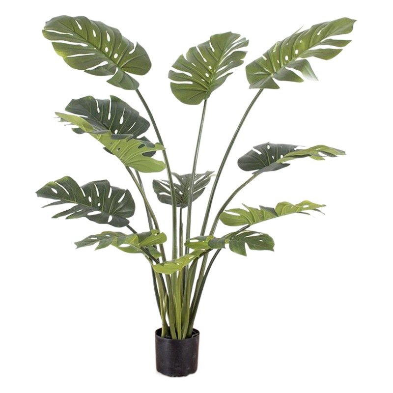 Plantas verdes artificiales de alta gama, bonsái de monstera artificial, plantas en maceta de monstera para decoración de ventanas, plantas artificiales al por mayor