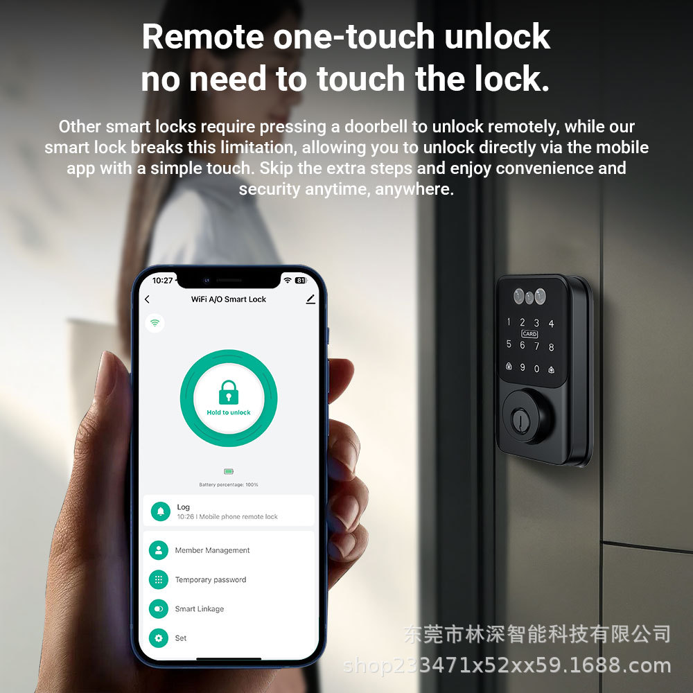 美式全自动智能呆锁密码锁刷卡锁人脸识别掌静脉涂鸦WIFI智能锁