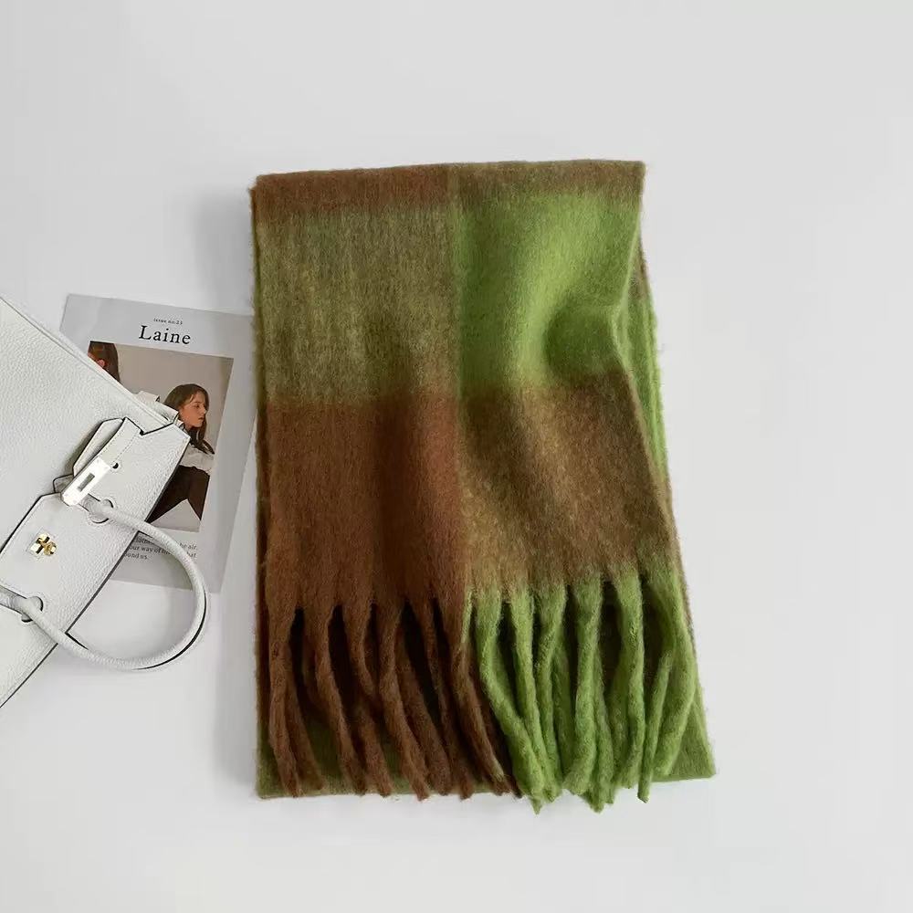 Bufanda Chal Grande de Mohair para Mujer de Poliéster Térmica a Cuadros para Invierno image 9