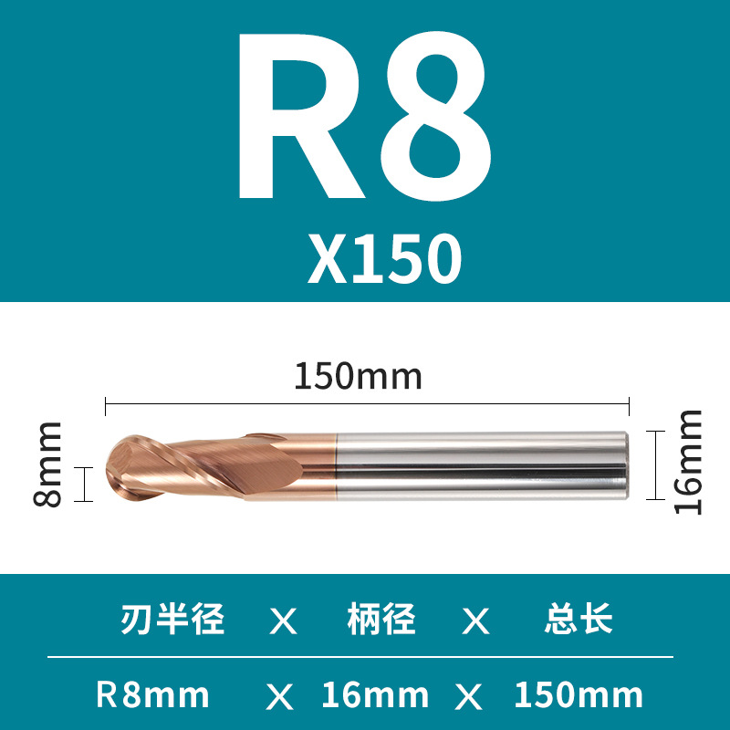 2 Hoja de 55 grados duro de la aleación de tungsteno de acero bola final fresa recta vástago R esférico Molino de extremo cnc herramienta Molino de extremo