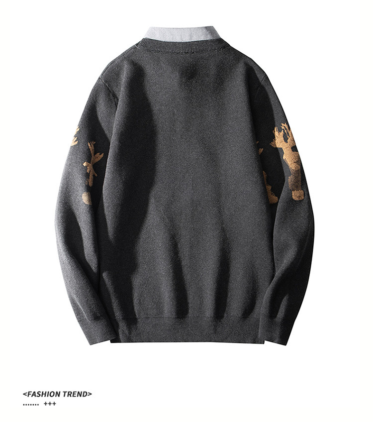 Men's Animal Print Jacquard Sweater For Men Winter Pullover_voghion.com