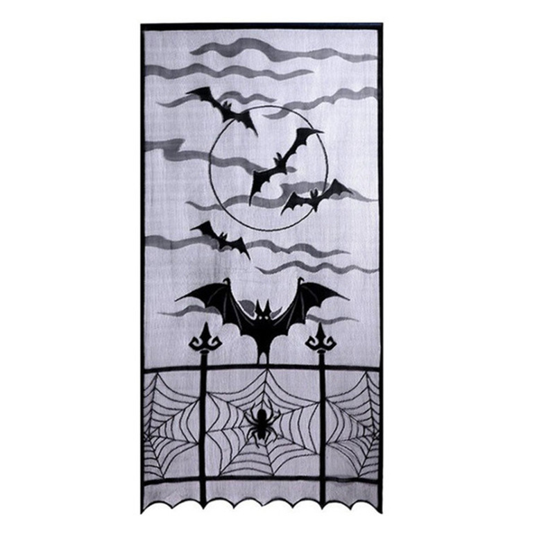 Toalla de mesa de Halloween telaraña toalla de chimenea de encaje telaraña bat tabla bandera de pantalla de lámpara de decoración de Halloween