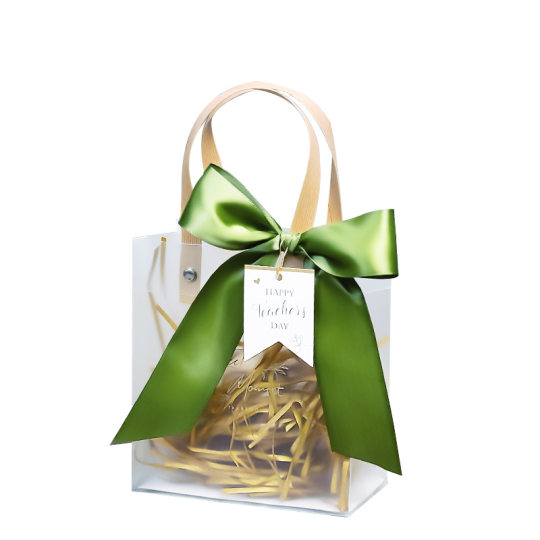 Christmas gift bag transparent hand gift high bridesmaid gift packaging box children's birthday PVC tote bag