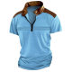 Europe and the United States cross-border Amazon summer new stitching wrinkled men's POLO shirt zipper short sleeve sports polo shirt