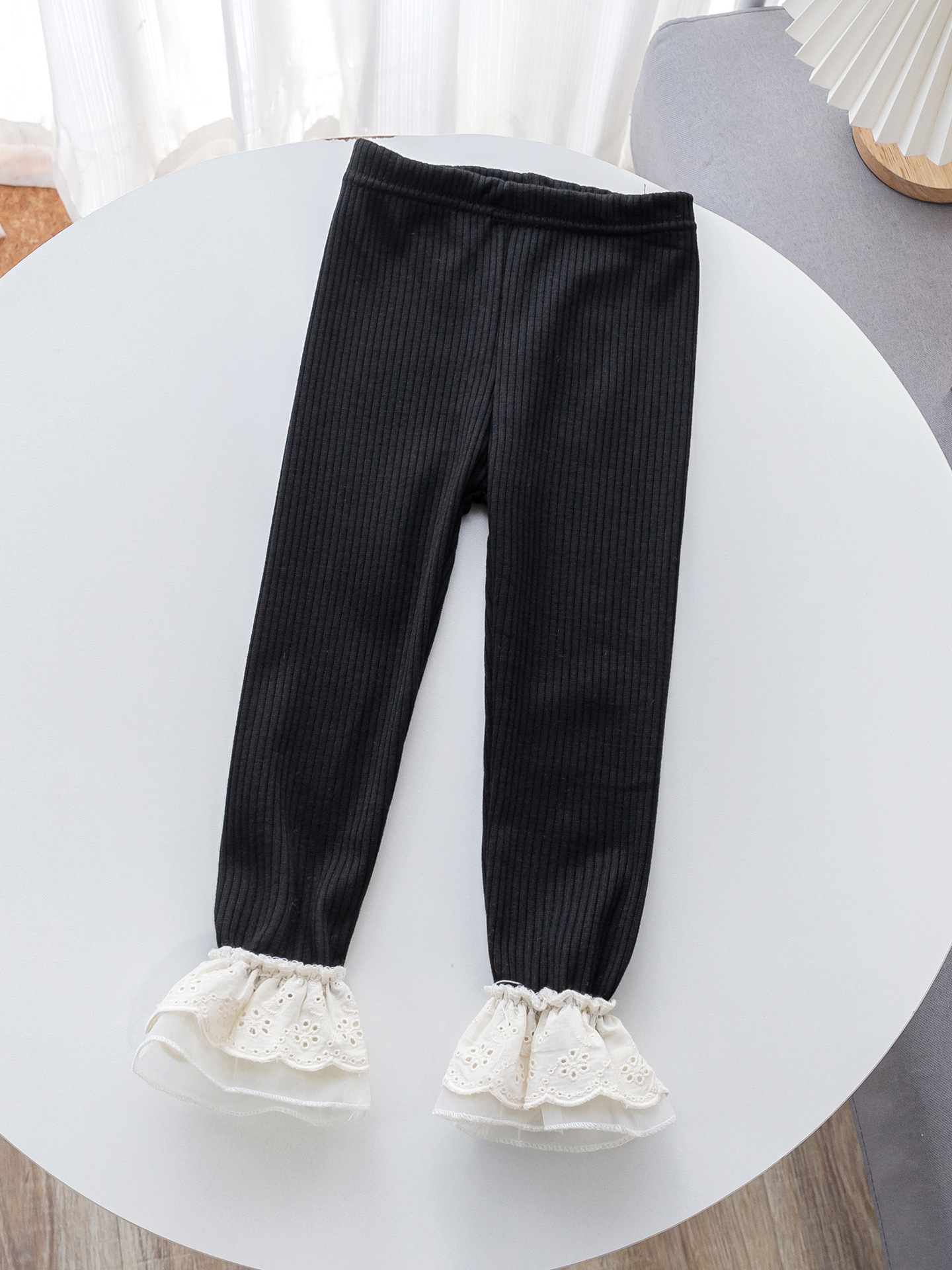 Girls' Spring and Autumn Leggings Girls' Western Style Lace Lace Trousers Children's Cotton Slim-fit Korean Trendy Pants