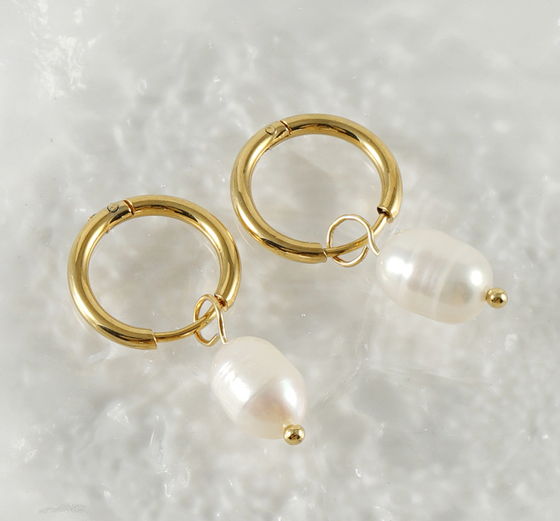 Geometric Pattern Women'S Gender Retro Geometric Stainless Steel Pearl Earrings 1 Pair