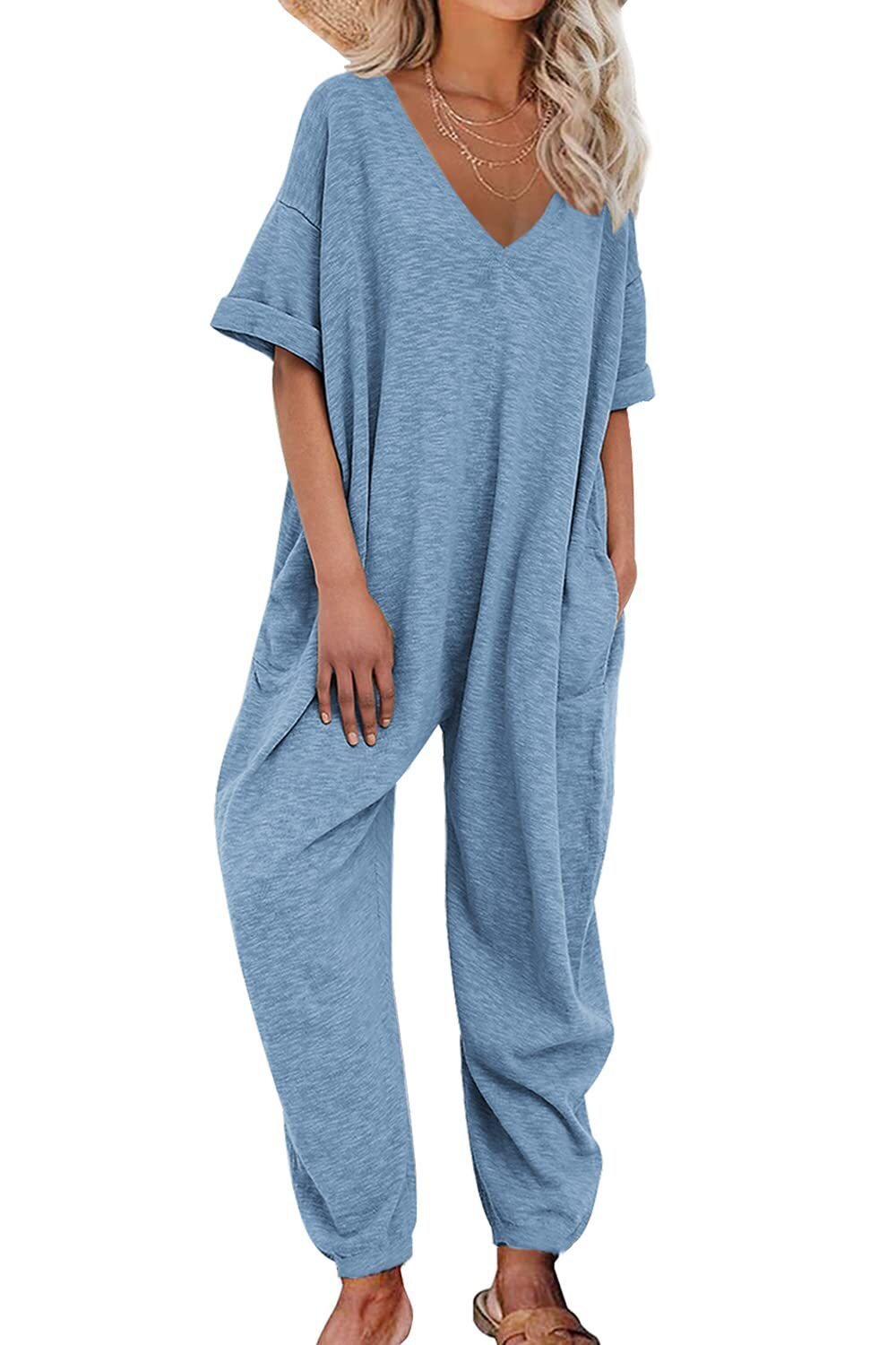 2023 Mono de mujer colorido con cuello en V de media manga mono largo atado al tobillo