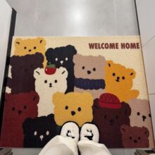 可爱小熊入户门地垫耐磨防滑丝圈地垫家用玄关进门刮泥蹭土脚垫子