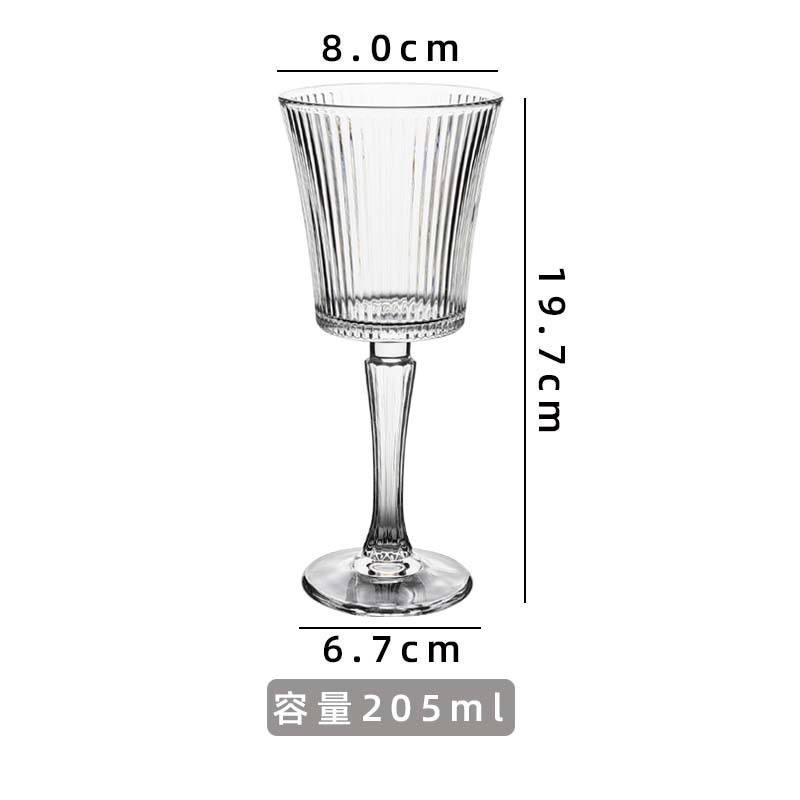 Vintage tazas de vino a rayas verticales tazas de vidrio de pie alto tazas de champán caseras europeas de alto valor de vino tazas de vino de fruta