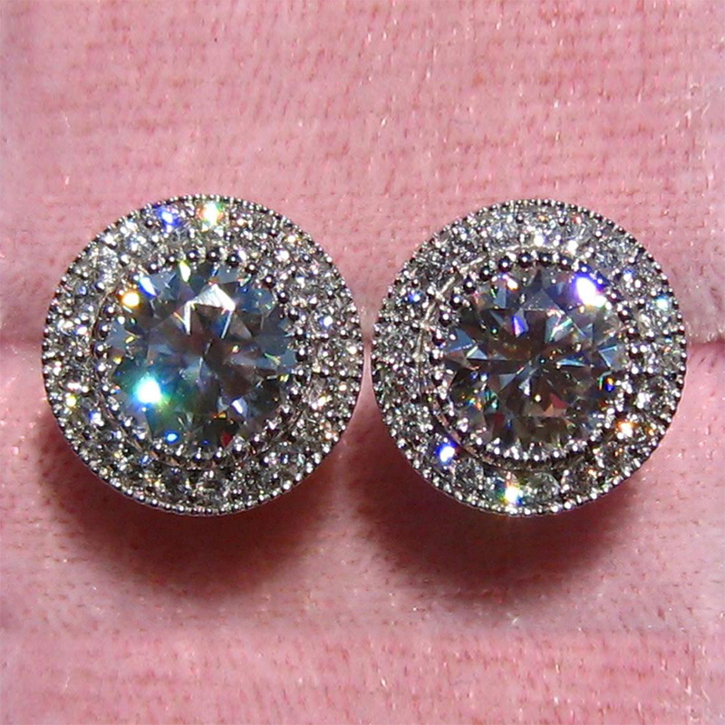 Simple Style Round Copper Inlay Zircon Ear Studs 1 Pair display picture 2