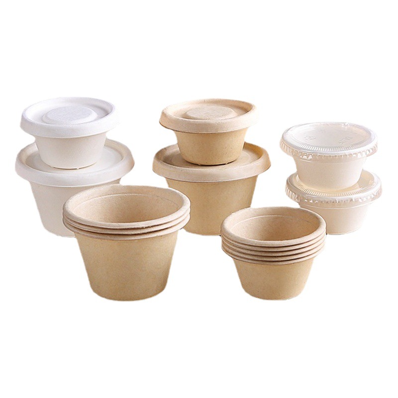 Disposable Pulp Sauce Cups, Biodegradable Sauce Containers, Salad Sushi Oil and Vinegar Barbecue Sauce Cups, Side Dish Dipping Containers