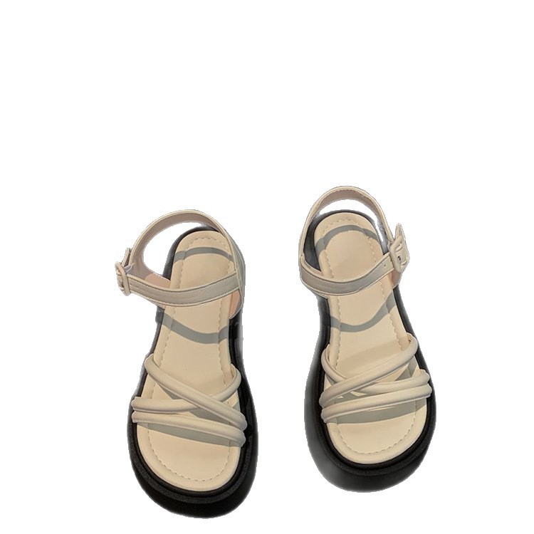 Sandalias romanas para mujeres 2026 nuevo estilo de verano para usar sandalias de fondo grueso de fondo blando francés versátil sandalias de playa de nicho