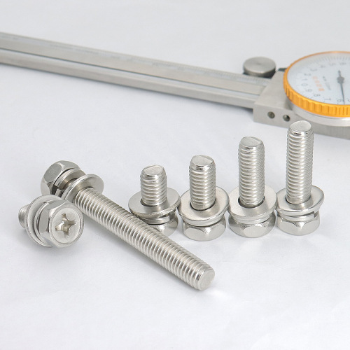 304 stainless steel cross grooved external hex flat spring washer three-piece set screw GB9074.13 three-piece set machine bolt