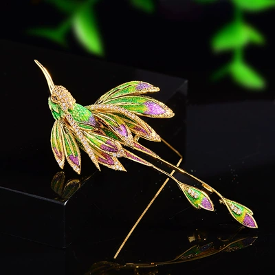 New Classy Enamel Bird Yaxa sancaqları - green-xr14494