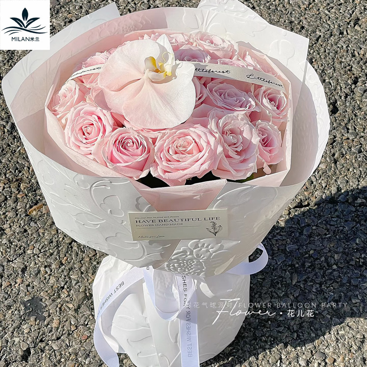 立体浮雕玫瑰压纹纸防水风华纸肌理纹花束包花鲜花包装纸diy手工