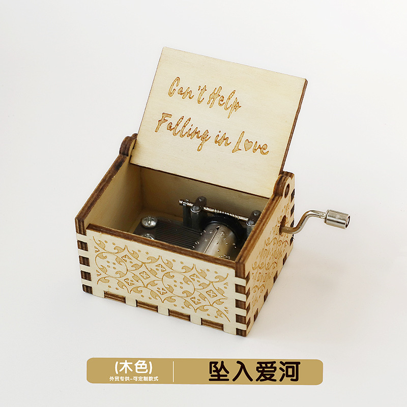 木製オルゴール装飾品古典的な彫刻手回しオルゴールクリスマス工芸品ギフトギフト在庫あり|undefined